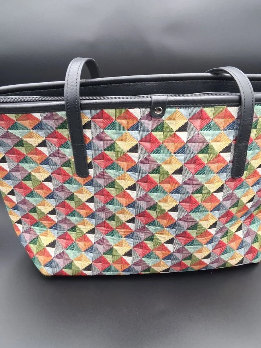 Signare Coll-Mtri Multicolor Triangle College/Shoulder Tote Bag. Tapestry Design